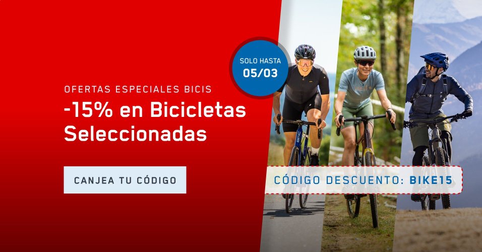 15 % de Descuento en Bicicletas Seleccionadas - Código Descuento: BIKE15